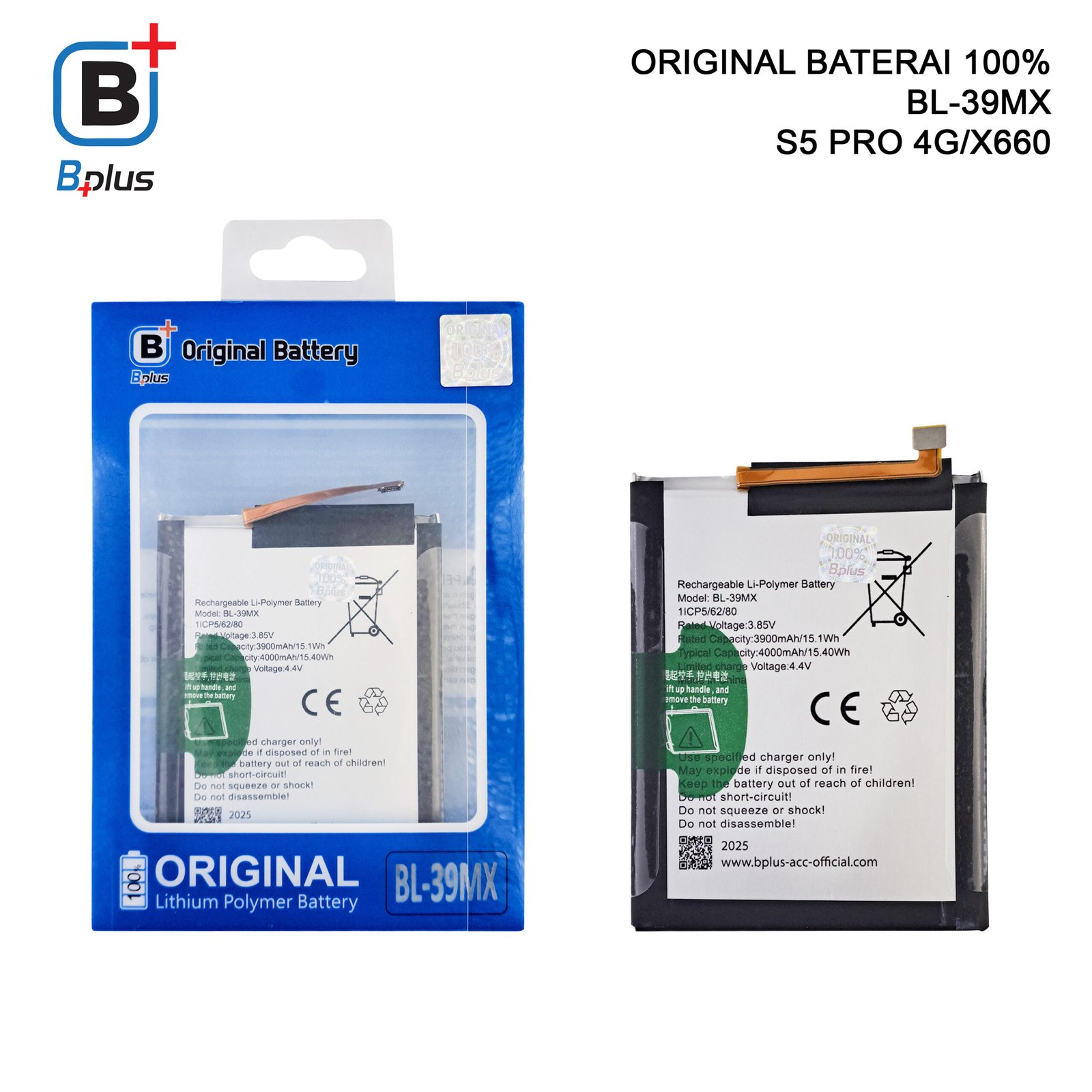 BATERAI INFINIX BL-39MX /S5 PRO 4G/X660 ORIGINAL BPLUS 100% - Gambar 2