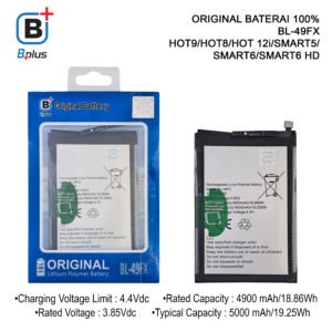 BATERAI INFINIX BL-49FX /HOT9/HOT8/HOT 12i/SMART5/ SMART6/SMART6 HD ORIGINAL BPLUS 100%