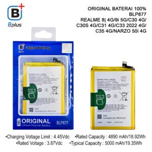 BATERAI REALME BLP877 / REALME 8| 4G/9i 5G/C30 4G/ C30S 4G/C31 4G/C33 2022 4G/ C35 4G/NARZO 50i 4G ORIGINAL BPLUS 100%
