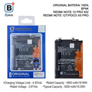 BATERAI XIAOMI BP4K / REDMI NOTE 12 PRO 5G/ REDMI NOTE 12T/POCO X5 PRO ORIGINAL BPLUS 100%